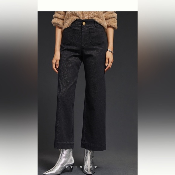 Anthropologie Maeve Sparkle Wide Leg Crop Jeans - Picture 2 of 7